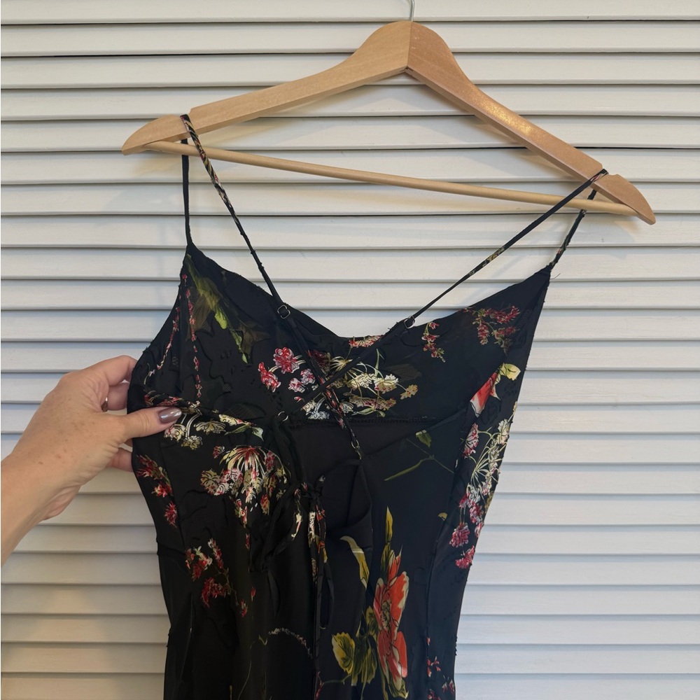 Astr Black Floral Midi Dress with Yellow & Green Accents - Picture 4 of 8